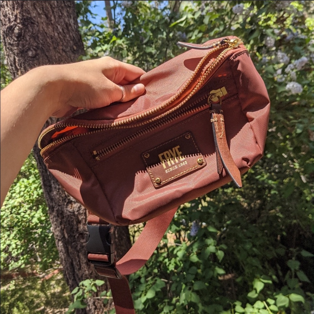 Frye Chestnut Crossbody Bag with Gold Accents